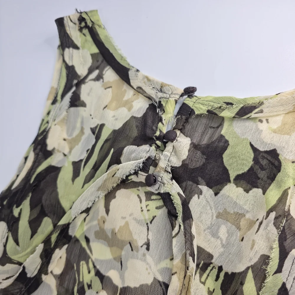 Free People Raven Printed Mini Dress Black Coffee Combo Green Floral S NWT $128 - Picture 13 of 15